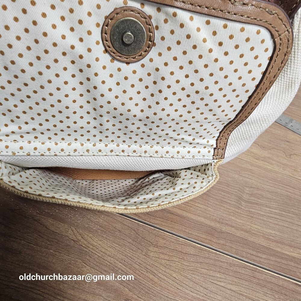 FOSSIL Tote Small Peach/Leather Canvas Hobo,Hand Bag Purse,  Pre-loved - Picture 16 of 16